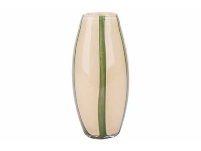 Vaas Green Stripe Creme 11x11xh24cm Rond  Glas