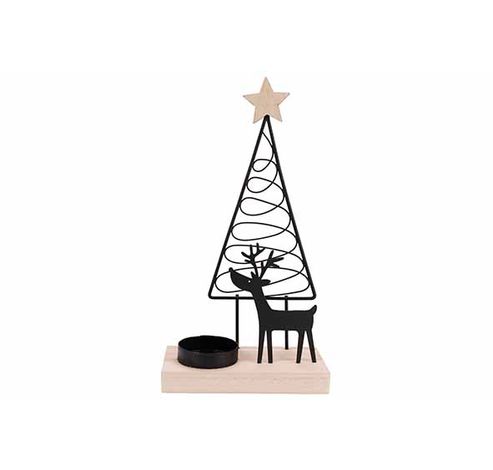 Bougeoir Xmas Tree Deer Noir 14x7xh25cm Metal  Cosy @ Home