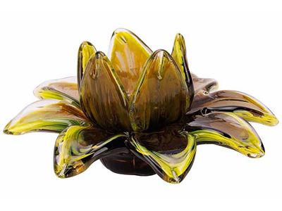 Theelichthouder Bloem Groen 14x14xh7cm G Las