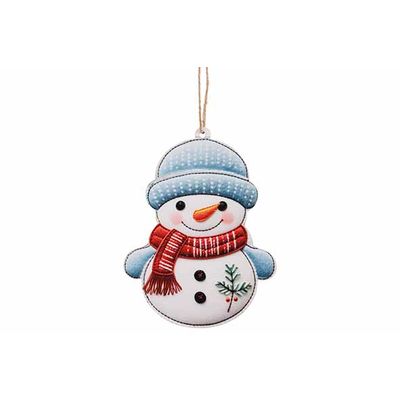 Hanger Snowman Wit Blauw 11x13xh,3cm Hou T  Cosy @ Home