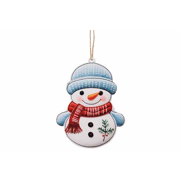 Hanger Snowman Wit Blauw 11x13xh,3cm Hou T 