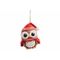 Hanger Owl With Hat Rood Wit 9x12xh,3cm Hout 