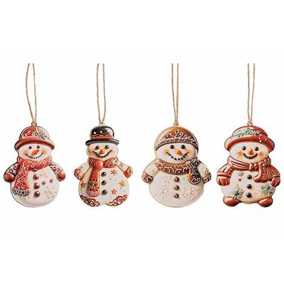 Hanger Set12 Snowman  Wit Bruin 17x17xh2 Cm Hout  Cosy @ Home