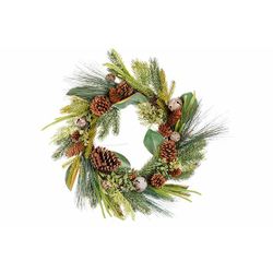 Krans Pinecone Bells Groen 66x66xh12cm K Unststof 