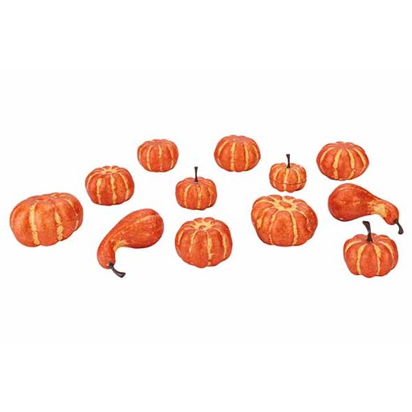 Pompoen Set12 Mix Oranje D5cm Kunststof  