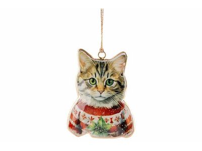 Hanger Vintage Cat Rood Wit 8x1xh10cm Ij Zer