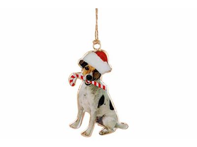 Hanger Vintage Dog Rood Wit 6x,5xh10cm I Jzer