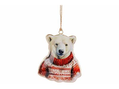 Hanger Vintage Bear Rood Wit 9x1xh11cm I Jzer