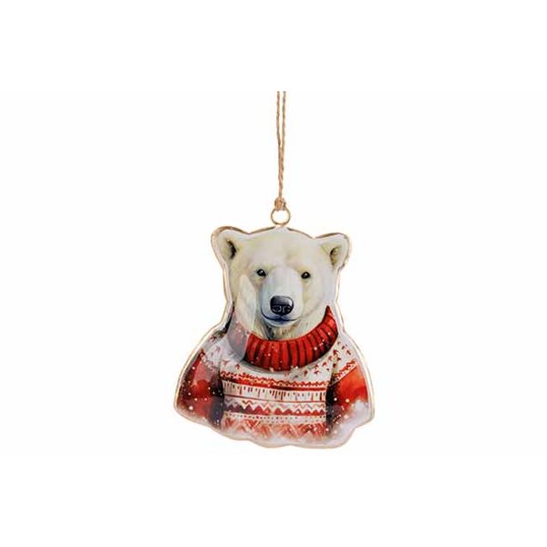 Hanger Vintage Bear Rood Wit 9x1xh11cm I Jzer 