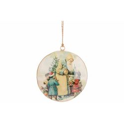 Hanger Vintage Santa Ball Creme 10x1xh10 Cm Ijzer 