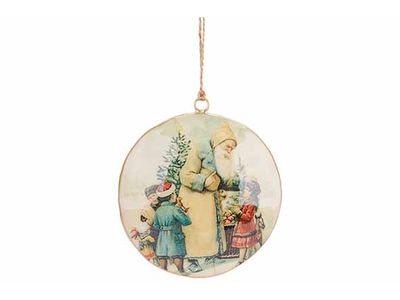 Hanger Vintage Santa Ball Creme 10x1xh10 Cm Ijzer