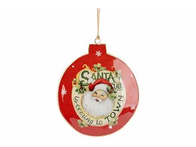 Hanger Vintage Santa Ball Rood 12x1,5xh1 4cm Ijzer