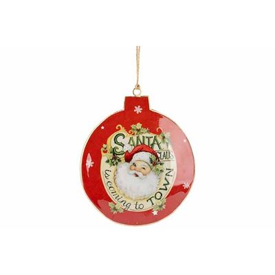 Hanger Vintage Santa Ball Rood 12x1,5xh1 4cm Ijzer  Cosy @ Home