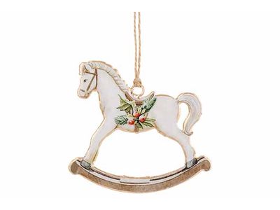 Hanger Vintage Rocking Horse Wit 10x,5xh 9cm Ijzer