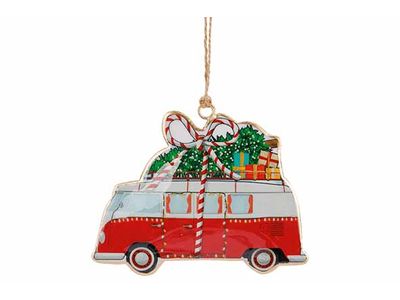 Hanger Vintage Car Rood 12x,5xh10cm Ijze R