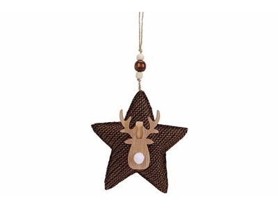 Ster Hanger Bruin 13x3xh13cm Textiel 
