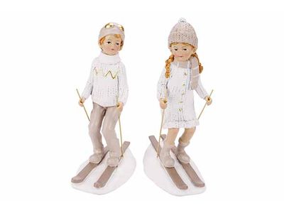 Skier 2ass Greige Creme 12x8xh22cm Polyr Esin