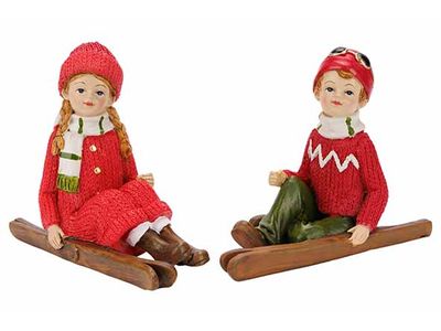 Skier 2ass Rood 12x5xh9cm Polyresin 