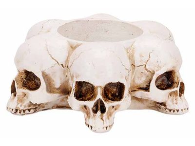 Bougeoir Skulls Blanc 11x11xh4cm Polyres Ine