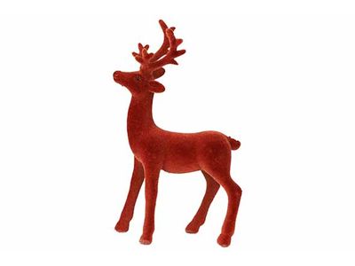 Hert Standing Flocked Bruin 11x4xh20cm K Unststof