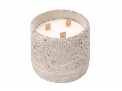 Bougie Parfum Rustic 3 Wood Wicks Gris 1 4x14xh13,5cm Ciment