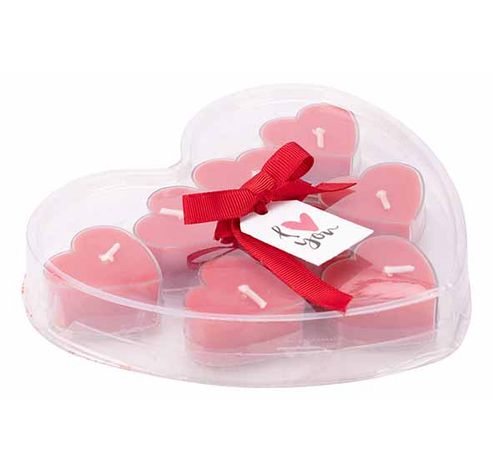 Geurkaars Set8 Heart Rood 4x4xh2cm   Cosy @ Home