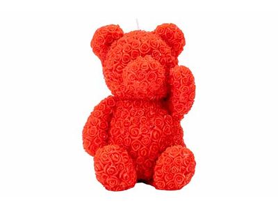 Kaars Roses Bear Rood 11x11xh15cm 