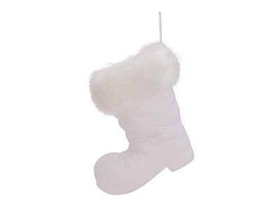 Hanger Boot Flocked Wit 15x7xh14cm Kunst Stof