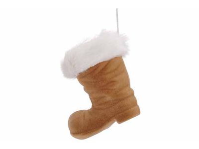 Hanger Boot Flocked Bruin 15x7xh14cm Kun Ststof