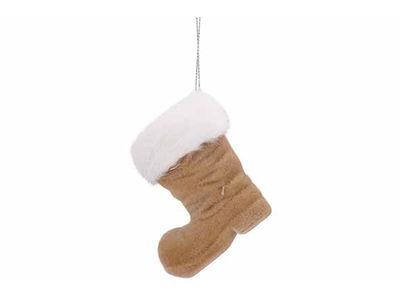 Hanger Boot Flocked Bruin 8x4xh8cm Kunst Stof