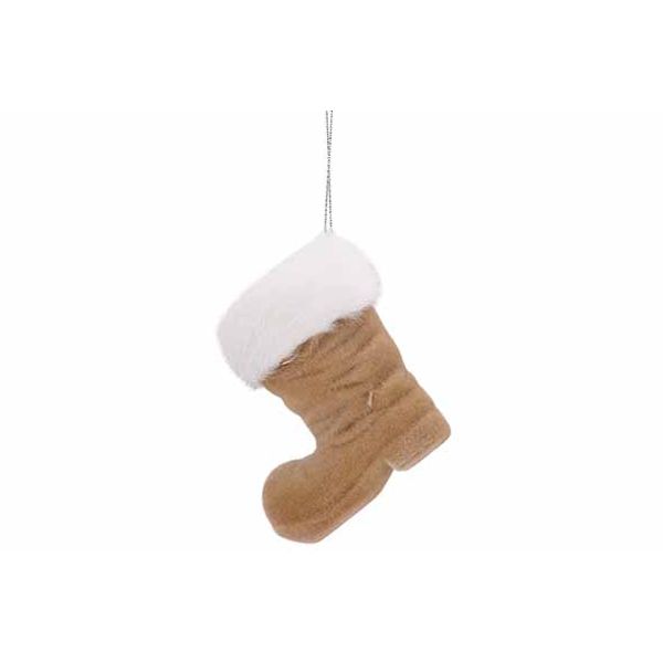 Hanger Boot Flocked Bruin 8x4xh8cm Kunst Stof 