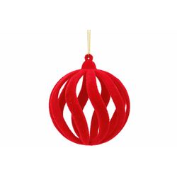 Hanger Ball Spiral Flocked Rood 7x7xh7cm  