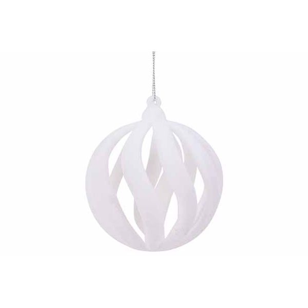 Hanger Ball Spiral Flocked Wit 7x7xh7cm Kunststof 