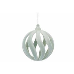 Hanger Ball Spiral Flocked Mint 7x7xh7cm  Kunststof 