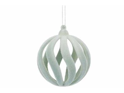 Hanger Ball Spiral Flocked Mint 7x7xh7cm  Kunststof