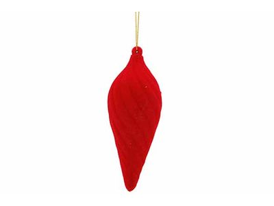 Suspension Drop Spiral Flocked Rouge 5x5 Xh14cm