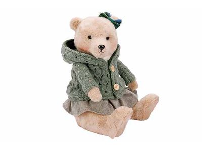 Beer Zittend Girl Groen 29x22xh25cm Glas 