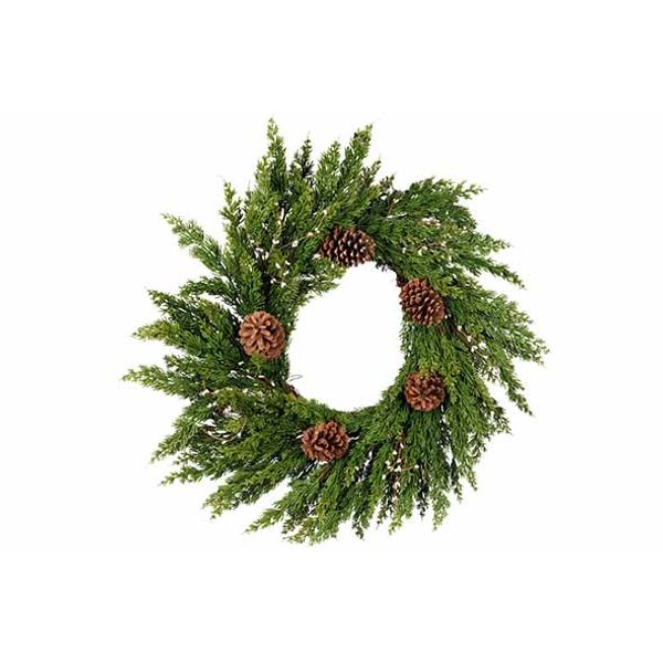 Krans Pines Groen 10x10xh38cm Rond Kunst Stof 