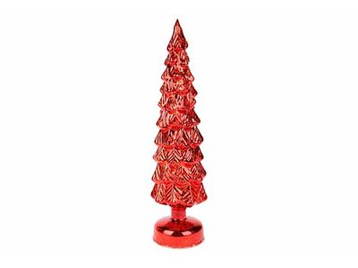 Kerstboom Antique Excl. 3xaa Batt Rood 1 0x10xh35cm Glas