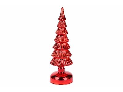 Kerstboom Antique Excl. 3xaa Batt Rood 9 X9xh27cm Glas