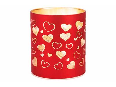 Lamp Led Heart Excl 3xaa Batt Rood 9x9xh 10cm Rond Glas
