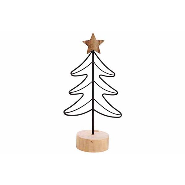 Kerstboom Wood Base Zwart 10x10xh20cm Me Taal 