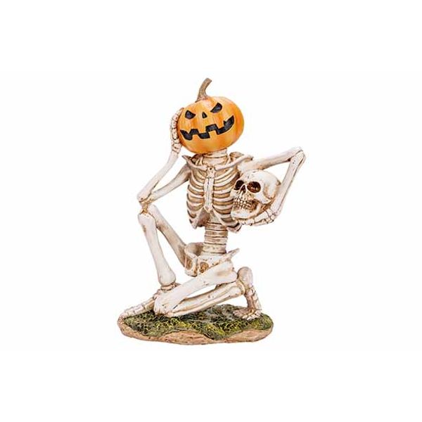 Skelet Pumpkinhead Natuur 18x11xh26cm Po Lyresin 