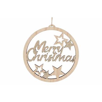 Hanger Merry Christmas Natuur D17cm Hout   Cosy @ Home