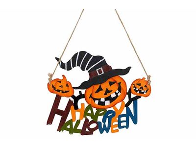 Hanger Happy Halloween Pumpkins Multi-kl Eur 24x,5xh19cm Langwerpig Hout