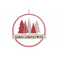 Hanger Merry Christmas Xmas Trees Bordea Ux 19,5x,5xh19,2cm Rond Hout 