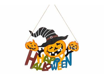 Hanger Happy Halloween Pumpkins Multi-kl Eur 40x,5xh32cm Langwerpig Hout