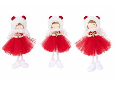 Hanger Angel Girl 3ass Rood 10x10xh16cm Polyester
