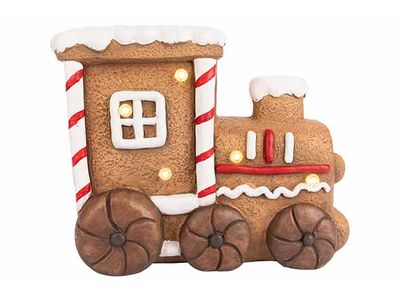 Kersttrein Cookie  Led Excl 3xaaa Batt B Ruin 38x19xh30cm Keramiek