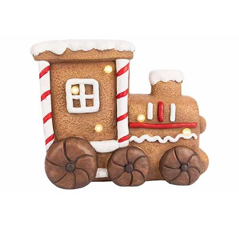 Kersttrein Cookie  Led Excl 3xaaa Batt B Ruin 38x19xh30cm Keramiek  Cosy @ Home